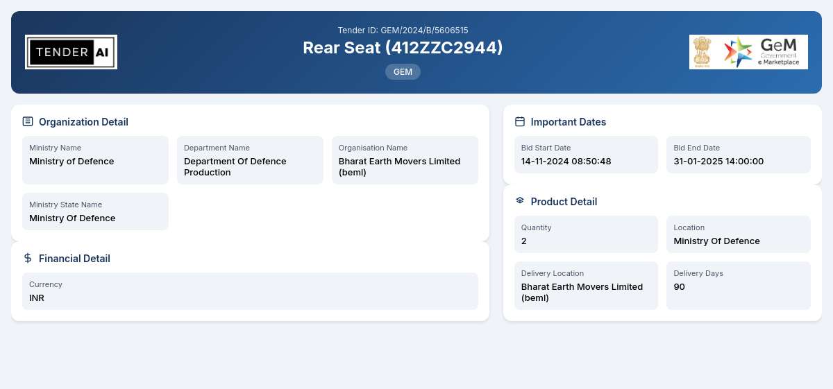 Rear Seat (412ZZC2944) - Department of Defence Production
