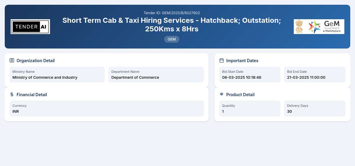 Short Term Cab & Taxi Hiring Services - Hatchback; Outstation; 250Kms x 8Hrs