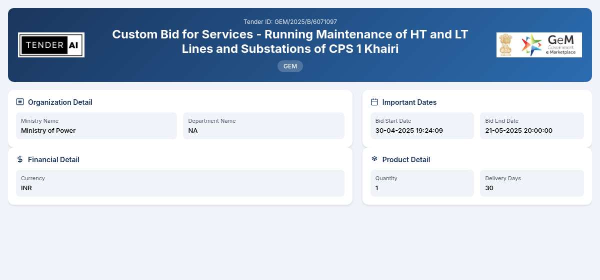 NA Tender by Nhpc Limited (GEM/2025/B/6071097) NA Tender by Nhpc Limited (GEM/2025/B/6071097)