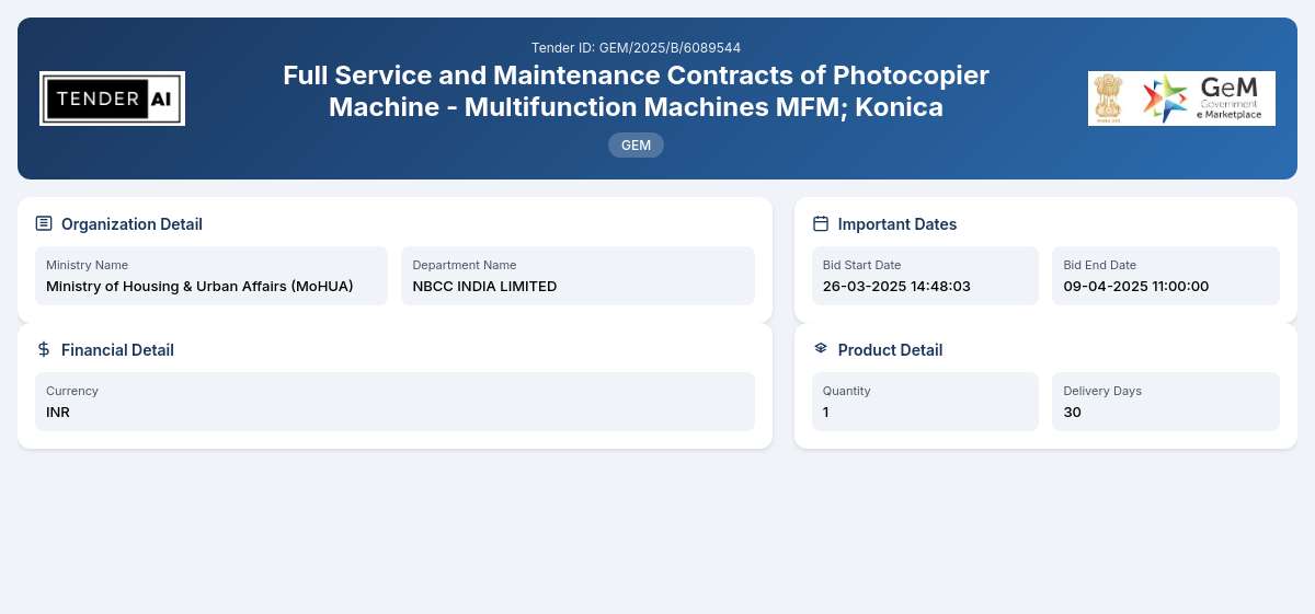 Full Service and Maintenance Contracts of Photocopier Machine - Multifunction Machines MFM Full Service and Maintenance Contracts of Photocopier Machine - Multifunction Machines MFM