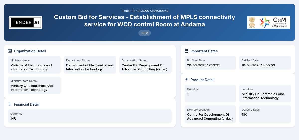 Department of Electronics and Information Technology Tender by Centre For Development Of Advanced Computing (c-dac) (2eb9a4af) Department of Electronics and Information Technology Tender by Centre For Development Of Advanced Computing (c-dac) (2eb9a4af)