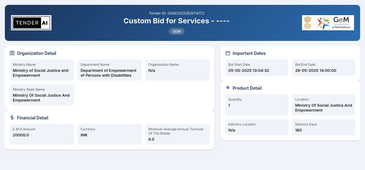 Custom Bid for Services Custom Bid for Services