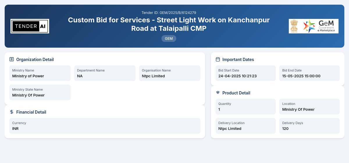 NA Tender by Ntpc Limited (GEM/2025/B/6124279) NA Tender by Ntpc Limited (GEM/2025/B/6124279)