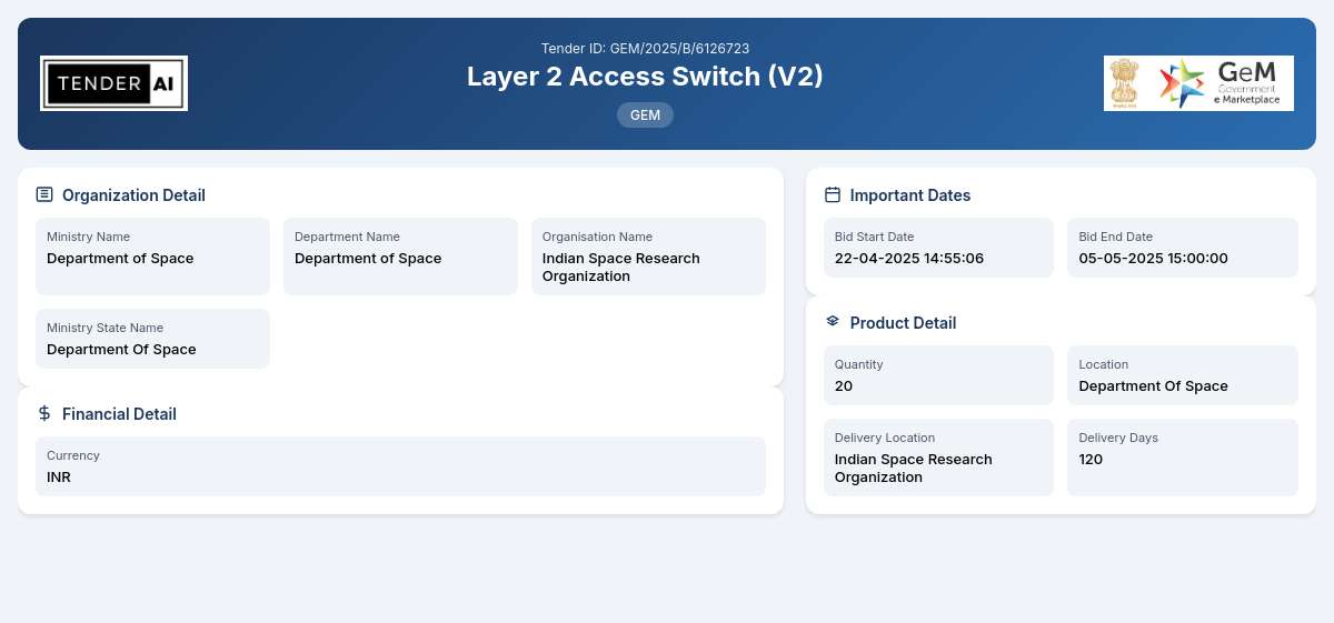Tender Title: Layer 2 Access Switch (V2) Tender Title: Layer 2 Access Switch (V2)
