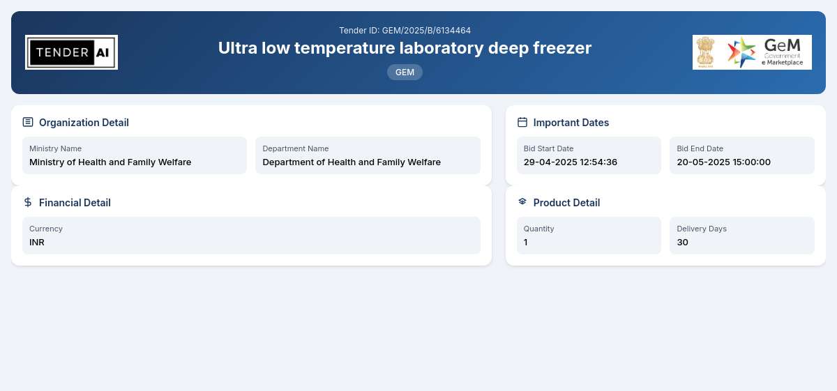 Supply and Installation of Ultra Low Temperature Laboratory Deep Freezer Supply and Installation of Ultra Low Temperature Laboratory Deep Freezer