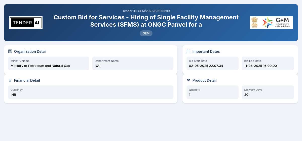 NA Tender by Oil And Natural Gas Corporation Limited (GEM/2025/B/6156399) NA Tender by Oil And Natural Gas Corporation Limited (GEM/2025/B/6156399)