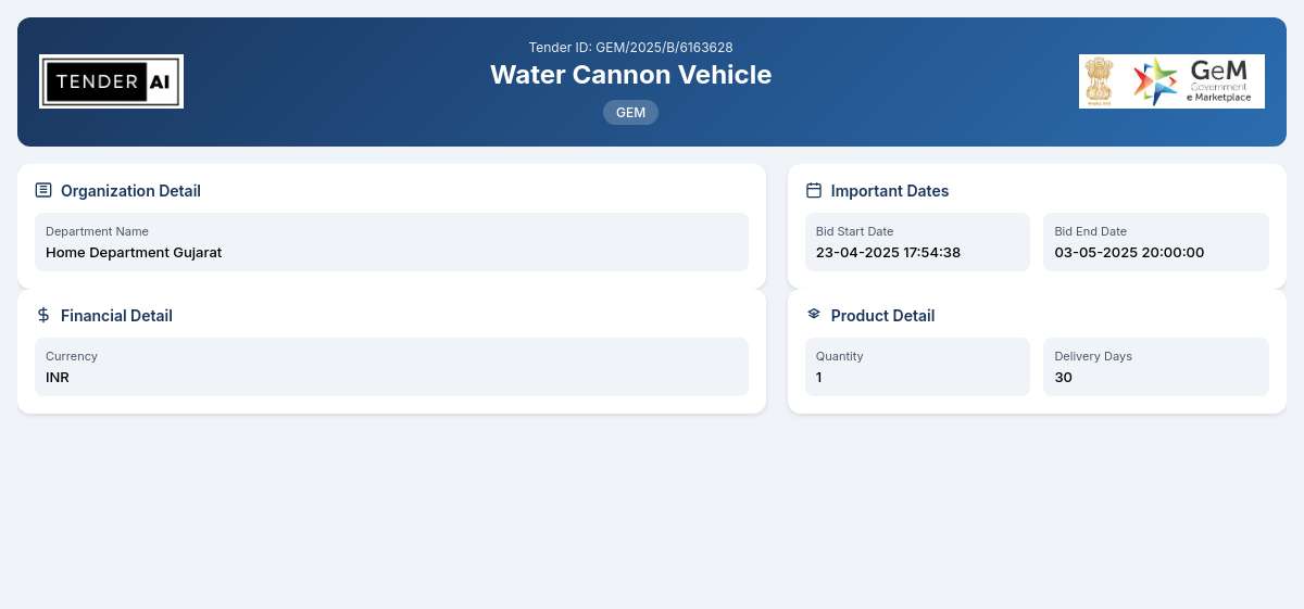 Water Cannon Vehicle - Home Department Gujarat Water Cannon Vehicle - Home Department Gujarat