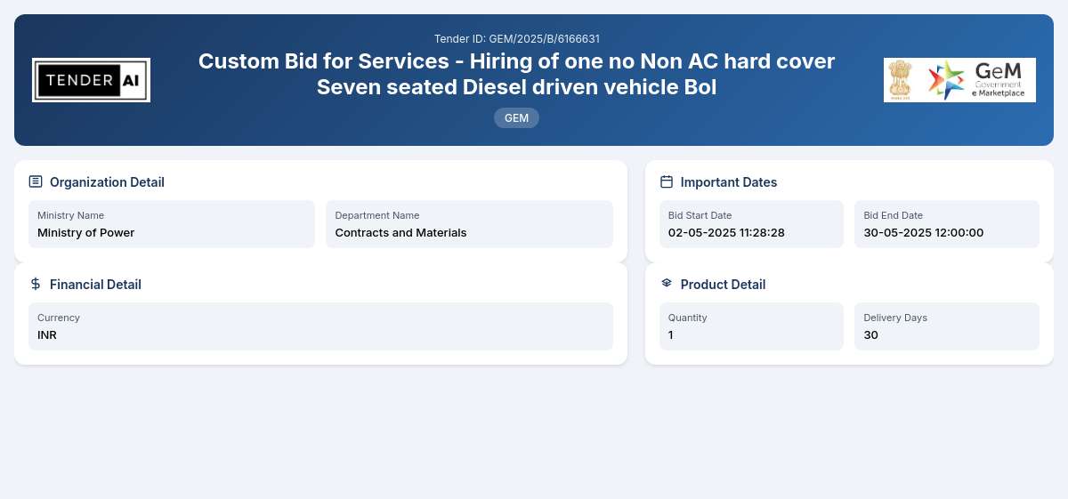 Contracts and Materials Tender by Damodar Valley Corporation (GEM/2025/B/6166631) Contracts and Materials Tender by Damodar Valley Corporation (GEM/2025/B/6166631)