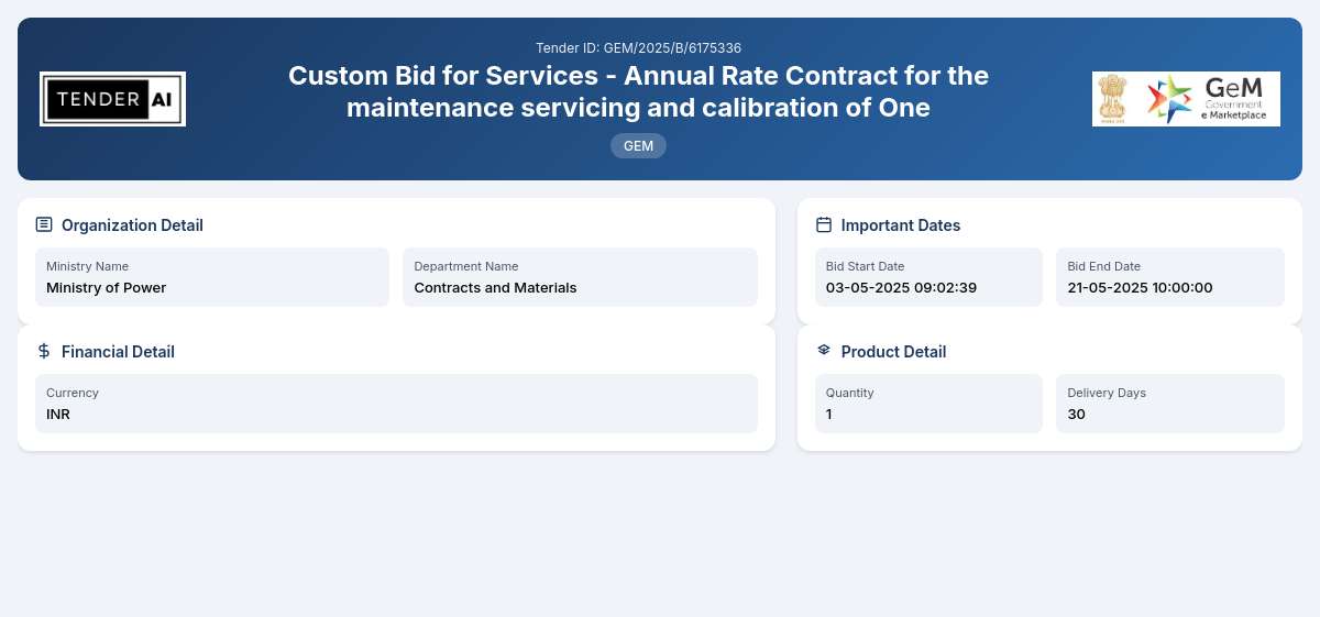 Contracts and Materials Tender by Damodar Valley Corporation (GEM/2025/B/6175336)