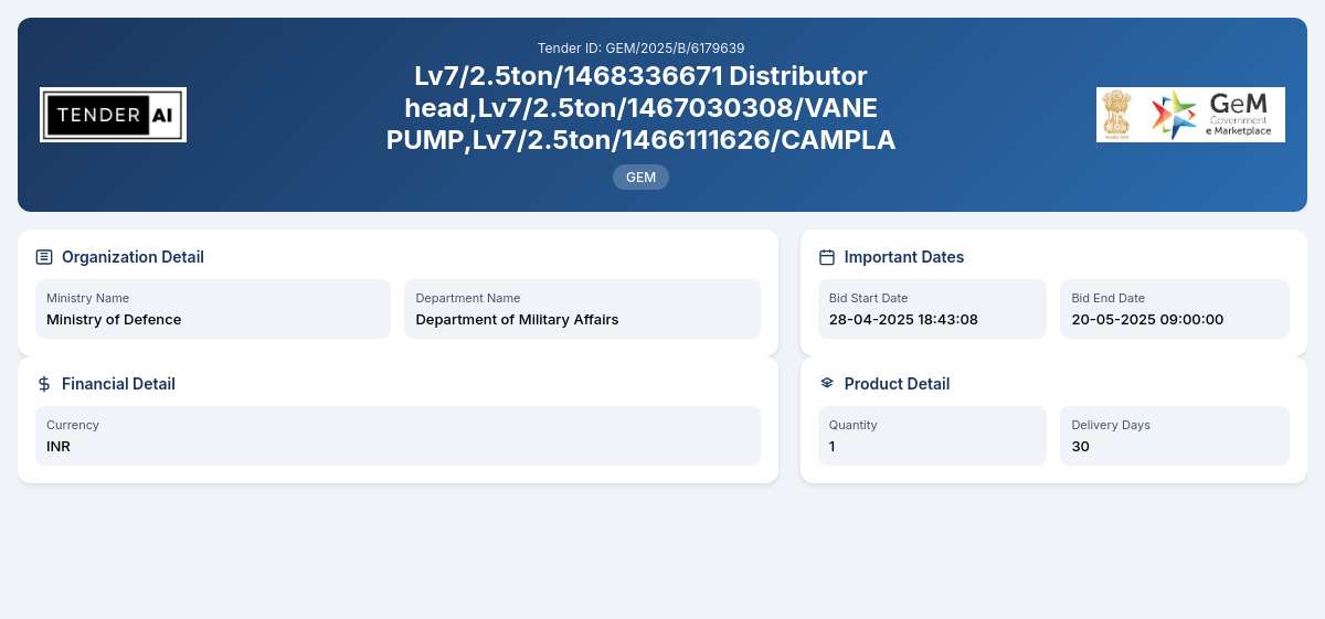 Distributor Head, Vane Pump, and Camplate Supply