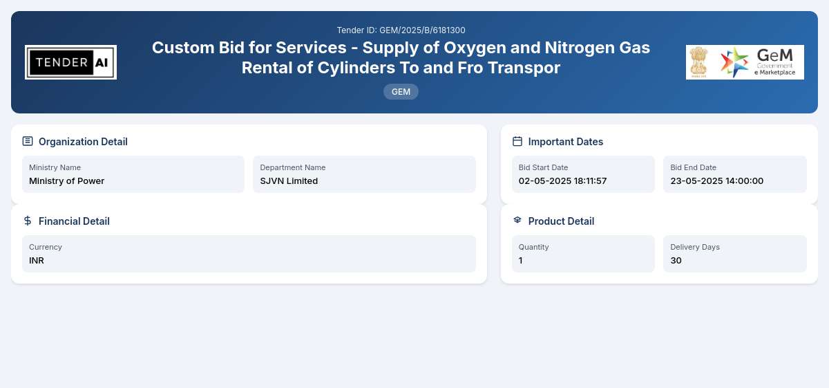 SJVN Limited Tender by Sjvn Limited (GEM/2025/B/6181300) SJVN Limited Tender by Sjvn Limited (GEM/2025/B/6181300)