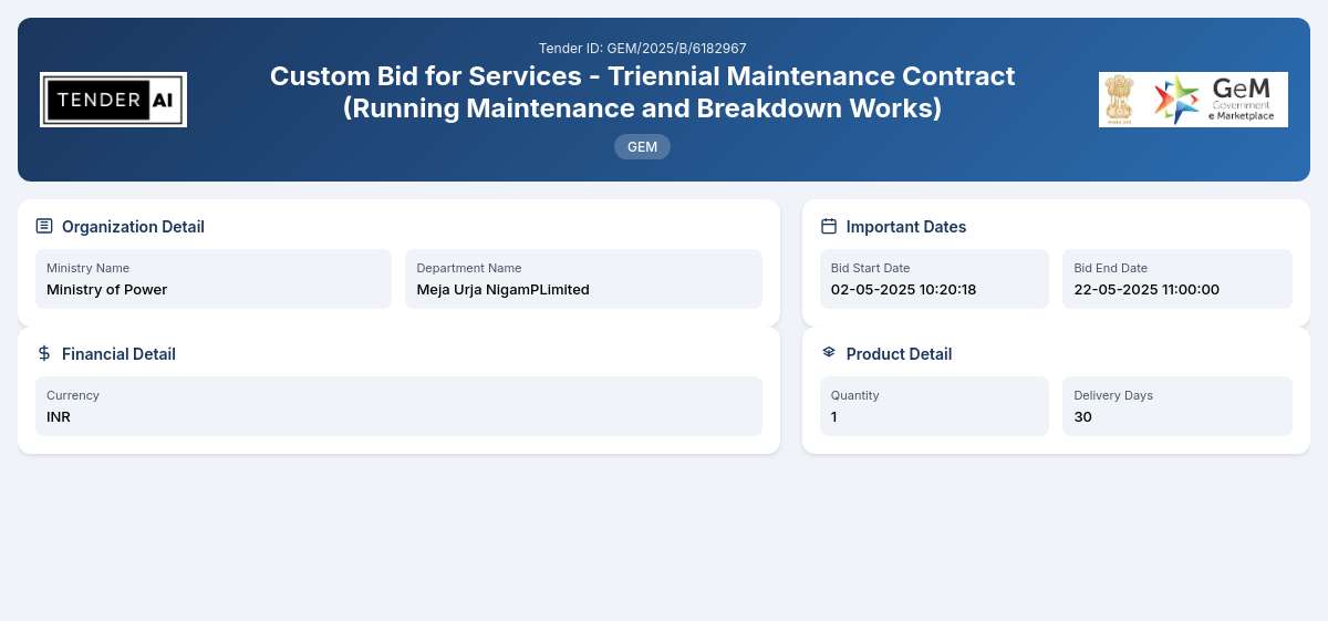 Meja Urja NigamPLimited Tender by Meja Urja Nigamplimited (GEM/2025/B/6182967) Meja Urja NigamPLimited Tender by Meja Urja Nigamplimited (GEM/2025/B/6182967)