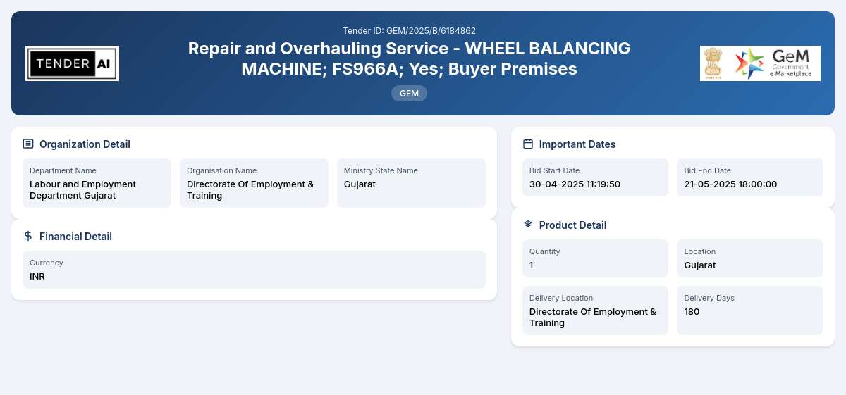 Repair and Overhauling Service for Wheel Balancing Machine