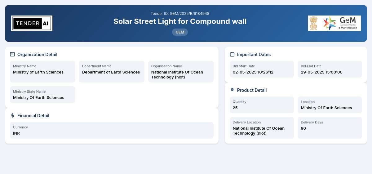 Department of Earth Sciences Tender by National Institute Of Ocean Technology (niot) (GEM/2025/B/6184948) Department of Earth Sciences Tender by National Institute Of Ocean Technology (niot) (GEM/2025/B/6184948)