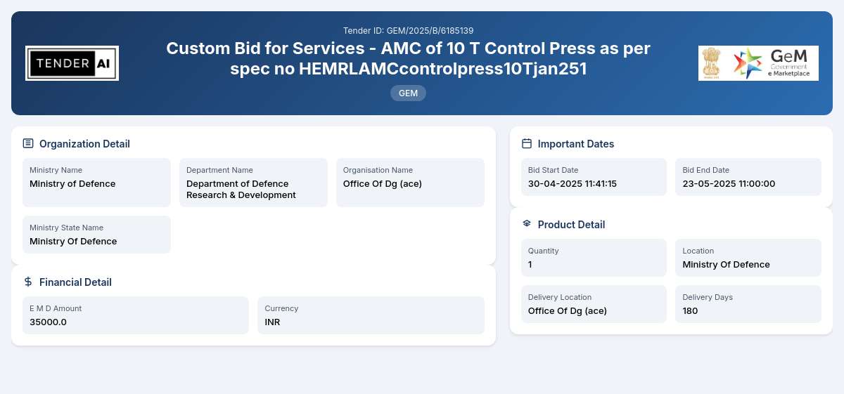 Department of Defence Research & Development Tender by Office Of Dg (ace) (273d861a1) Department of Defence Research & Development Tender by Office Of Dg (ace) (273d861a1)