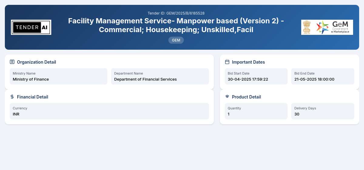 Department of Financial Services Tender by Union Bank Of India (ubi) (GEM/2025/B/6185528) Department of Financial Services Tender by Union Bank Of India (ubi) (GEM/2025/B/6185528)