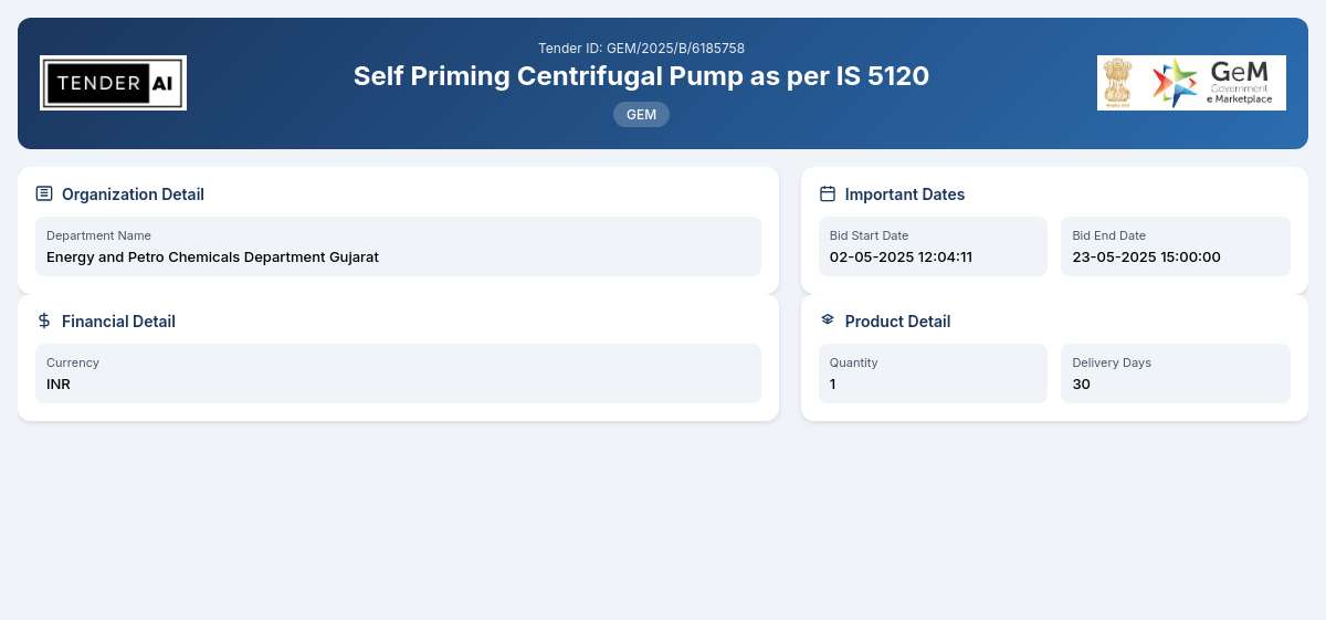 Energy and Petro Chemicals Department Gujarat Tender by Gujarat State Electricity Corporation Limited (gsecl)
Vadodara (1c7322aa4)
