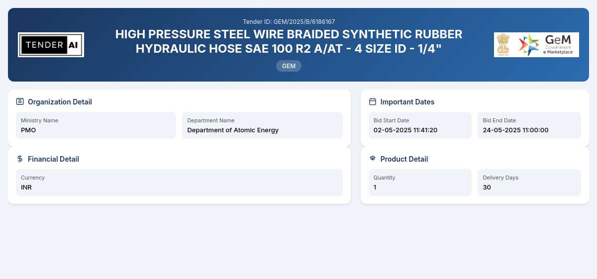 Department of Atomic Energy Tender by Nuclear Power Corporation Of India Limited (1bab6c99d) Department of Atomic Energy Tender by Nuclear Power Corporation Of India Limited (1bab6c99d)