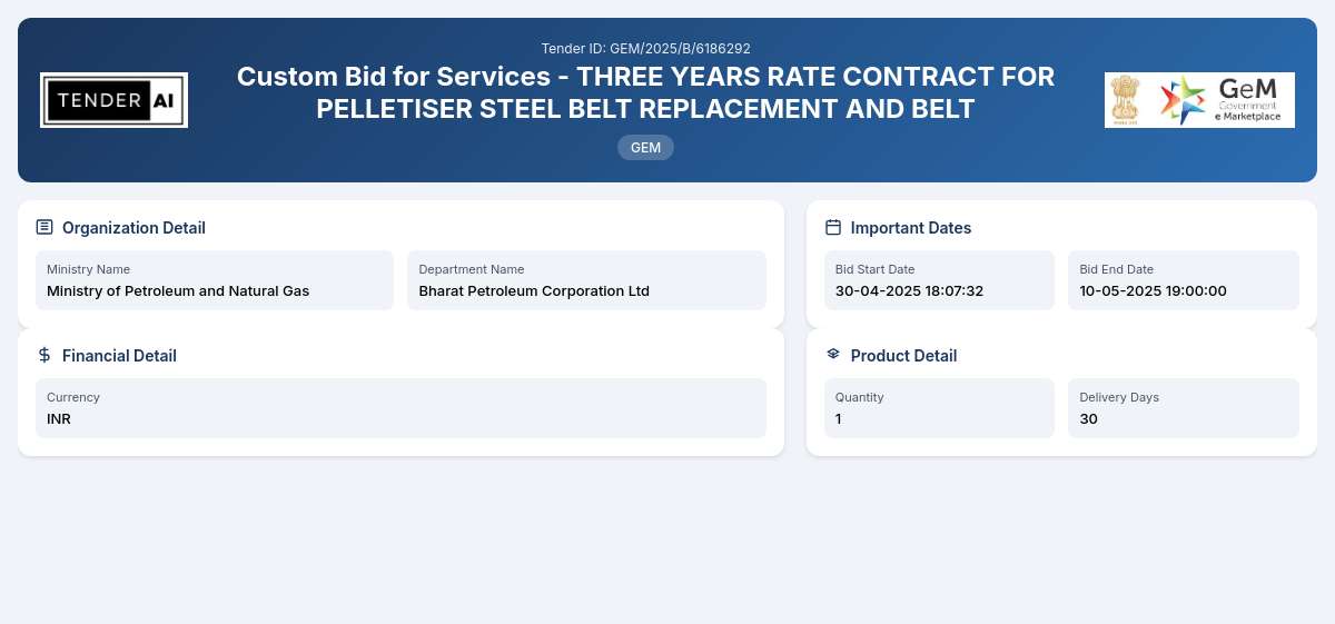 Bharat Petroleum Corporation Ltd Tender by Bharat Petroleum Corporation Ltd (ea2f85ca)