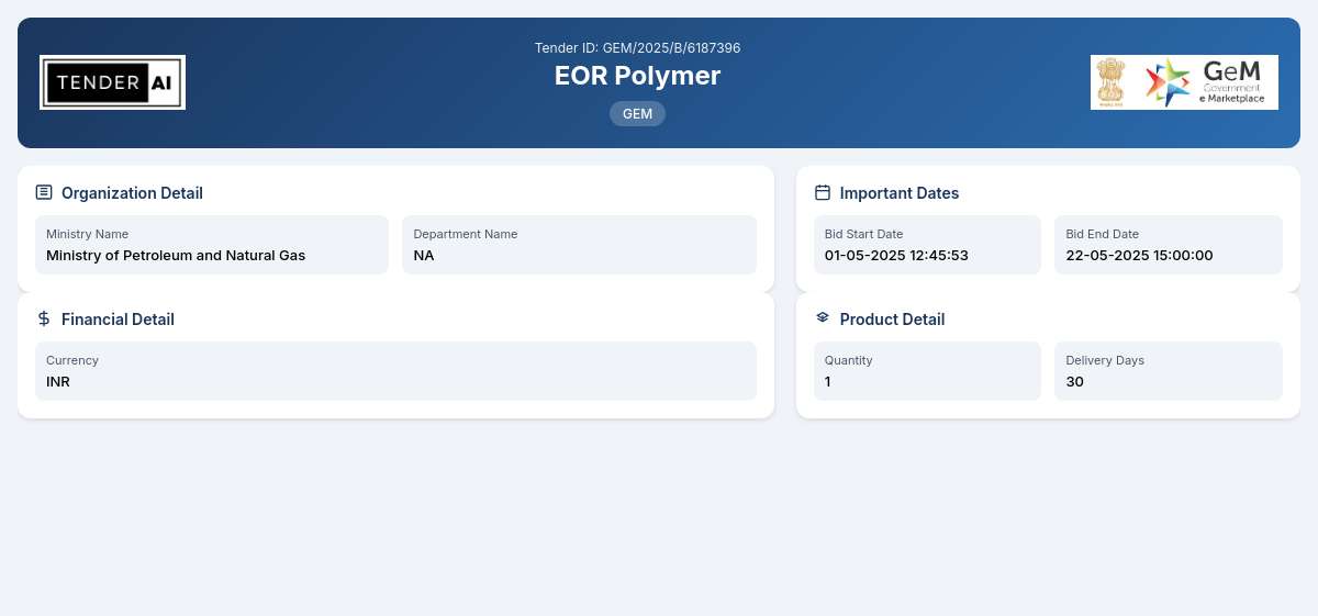 EOR Polymer - NA - Oil And Natural Gas Corporation Limited EOR Polymer - NA - Oil And Natural Gas Corporation Limited