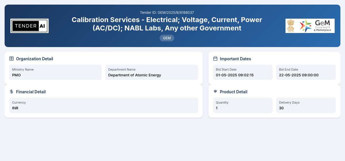 Department of Atomic Energy Tender by Bhabha Atomic Research Centre (1b8be7576) Department of Atomic Energy Tender by Bhabha Atomic Research Centre (1b8be7576)