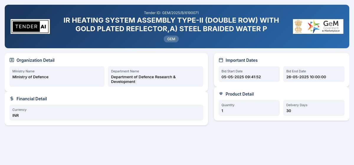 Department of Defence Research & Development Tender by Office Of Dg (mss) (37ab6c69)