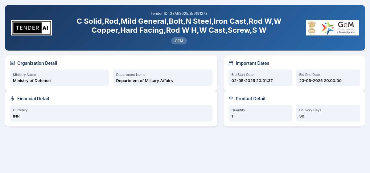 Department of Military Affairs Tender by Indian Army (241d8ef77) Department of Military Affairs Tender by Indian Army (241d8ef77)