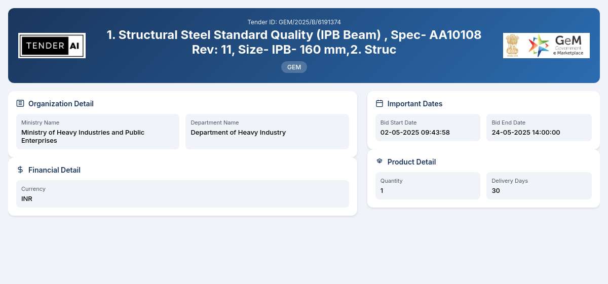 Department of Heavy Industry Tender by Bharat Heavy Electricals Limited (bhel) (1e4221e5b) Department of Heavy Industry Tender by Bharat Heavy Electricals Limited (bhel) (1e4221e5b)