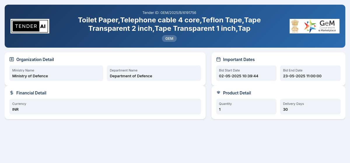 Department of Defence Tender by Indian Coast Guard (12370a549) Department of Defence Tender by Indian Coast Guard (12370a549)