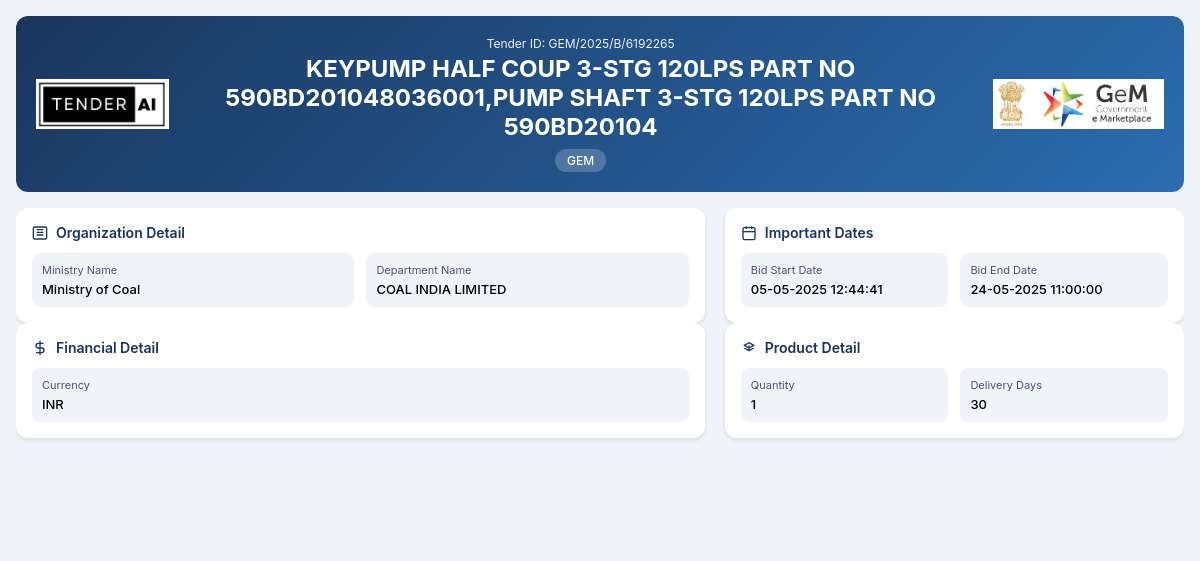 COAL INDIA LIMITED Tender by Mahanadi Coalfields Limited (508a34ea4)