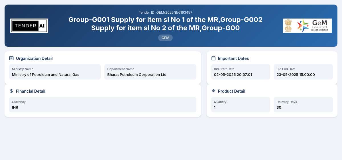 Bharat Petroleum Corporation Ltd Tender by Bharat Petroleum Corporation Ltd (25f4f74ee) Bharat Petroleum Corporation Ltd Tender by Bharat Petroleum Corporation Ltd (25f4f74ee)