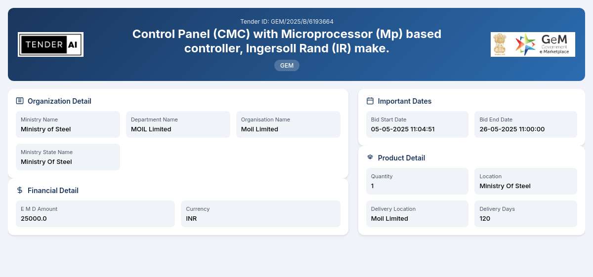 MOIL Limited Tender by Moil Limited (43051048) MOIL Limited Tender by Moil Limited (43051048)