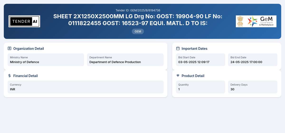 Department of Defence Production Tender by Armoured Vehicles Nigam Limited (373d9d1f4) Department of Defence Production Tender by Armoured Vehicles Nigam Limited (373d9d1f4)