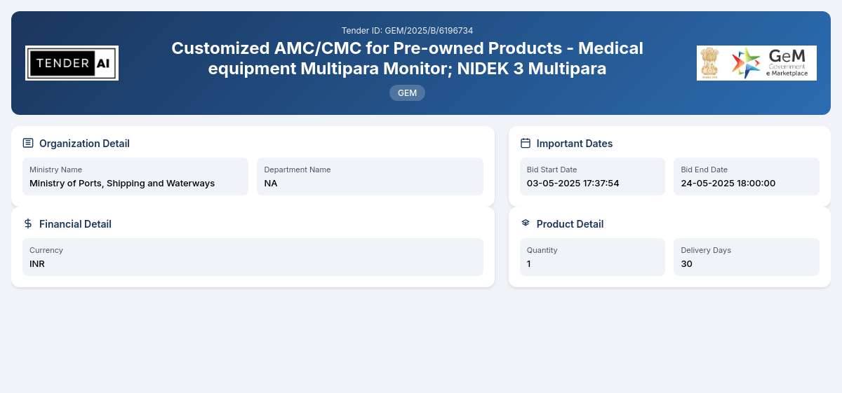 NA Tender by Jawaharlal Nehru Port Trust (GEM/2025/B/6196734) NA Tender by Jawaharlal Nehru Port Trust (GEM/2025/B/6196734)