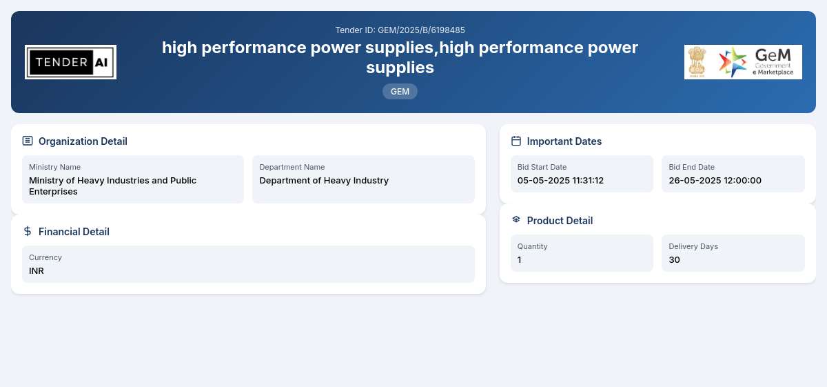 Department of Heavy Industry Tenders (7d0efdcb)