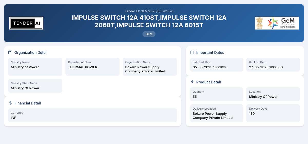 IMPULSE SWITCHES Supply - THERMAL POWER