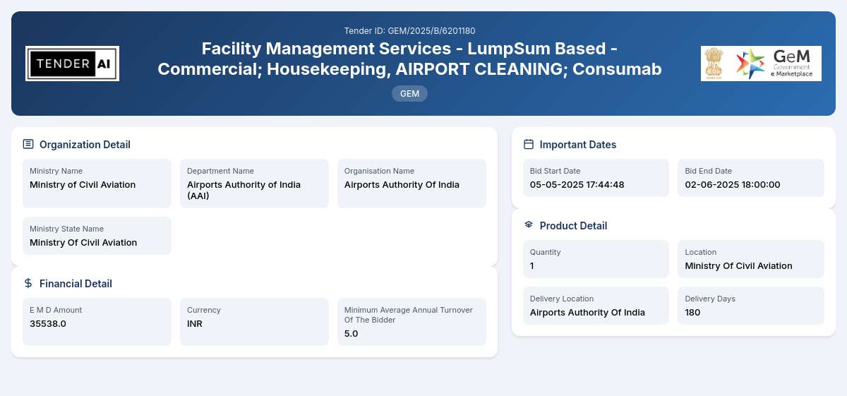 Airports Authority of India (AAI) Tender by Airports Authority Of India (339d6212a) Airports Authority of India (AAI) Tender by Airports Authority Of India (339d6212a)